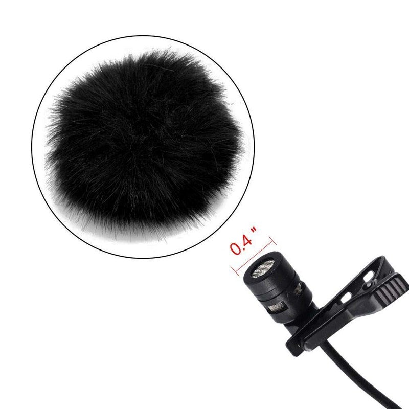 BornFeel Lavalier Wind Muff 5 Pack Lapel Microphone Wind Muff 0.2/0.4 Inch Furry Lav Windscreen Windproof Wind Screen (0.4inch, Black) - Image 2